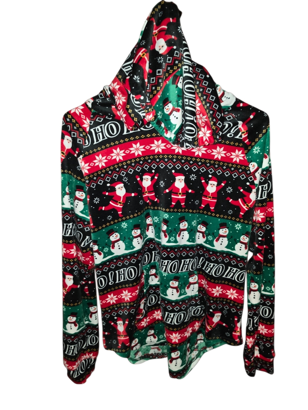 4/8/256. No Boundaries Womens Black Red Green Holiday Hoodie